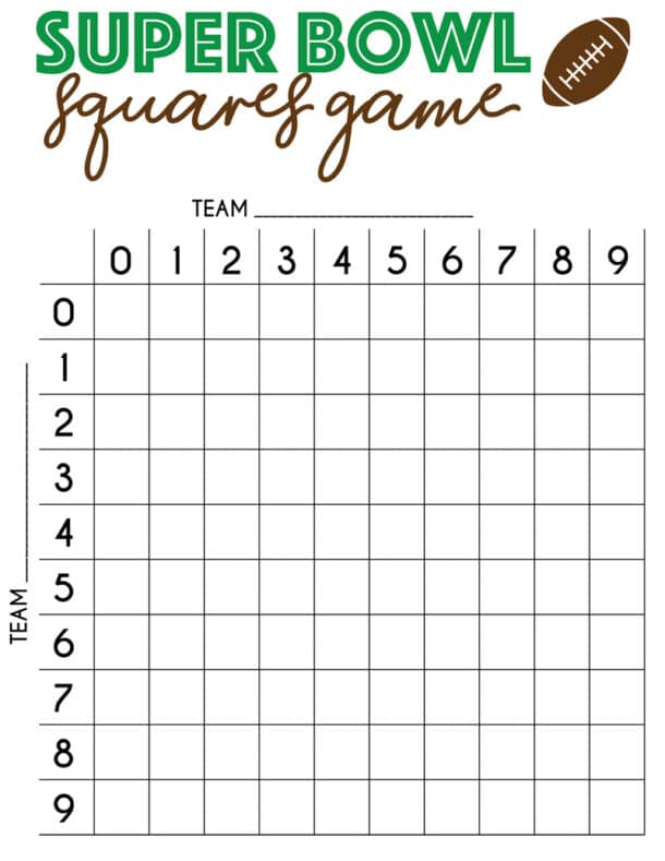 Free Printable Super Bowl Squares Template Play Party Plan