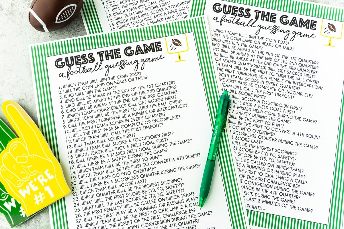 Free Printable Super Bowl Guessing Game - Play Party Plan
