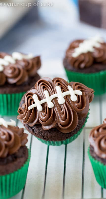 Football cupcakes and other super bowl party food