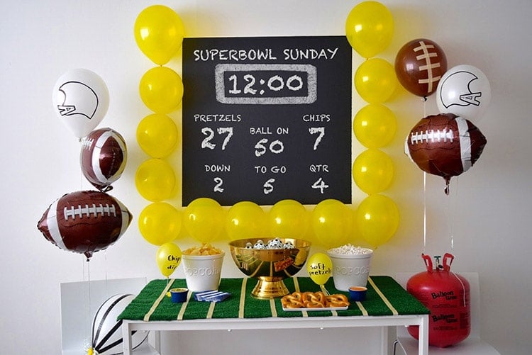 A balloon field goal post makes one of the best Super Bowl party ideas