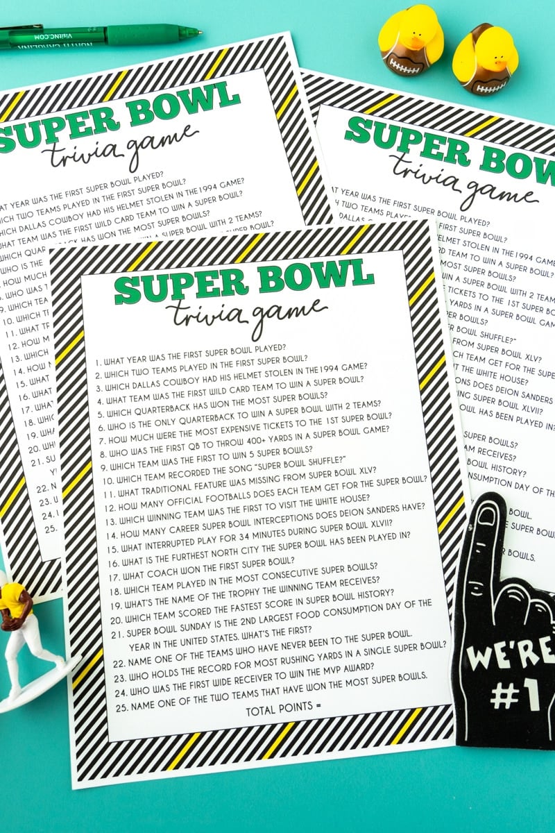 Free Printable Super Bowl Trivia Questions Game