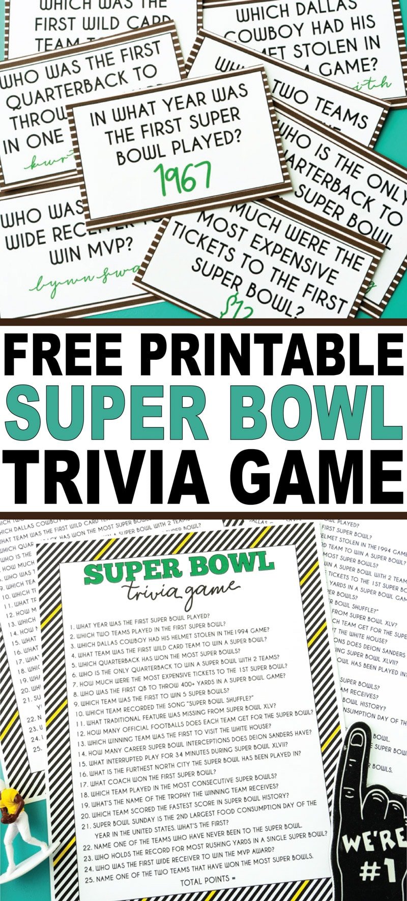 Free Printable Super Bowl Trivia Questions Game Play Party Plan