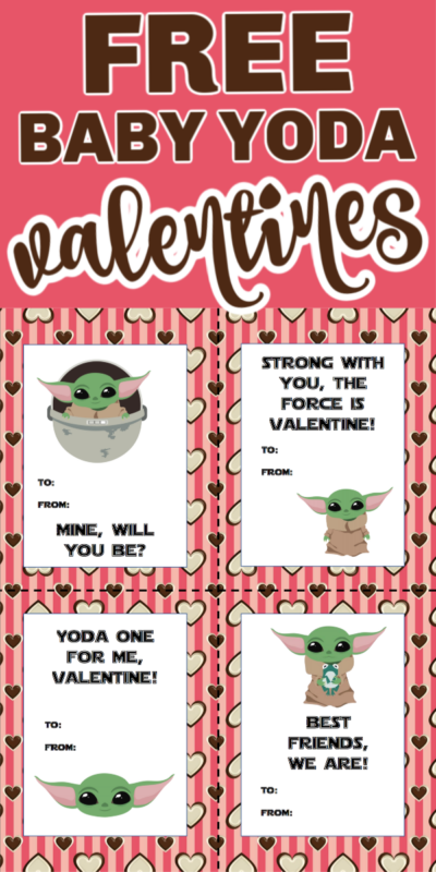 Free printable Baby Yoda valentines! Perfect for any Star Wars or Mandalorian fans!