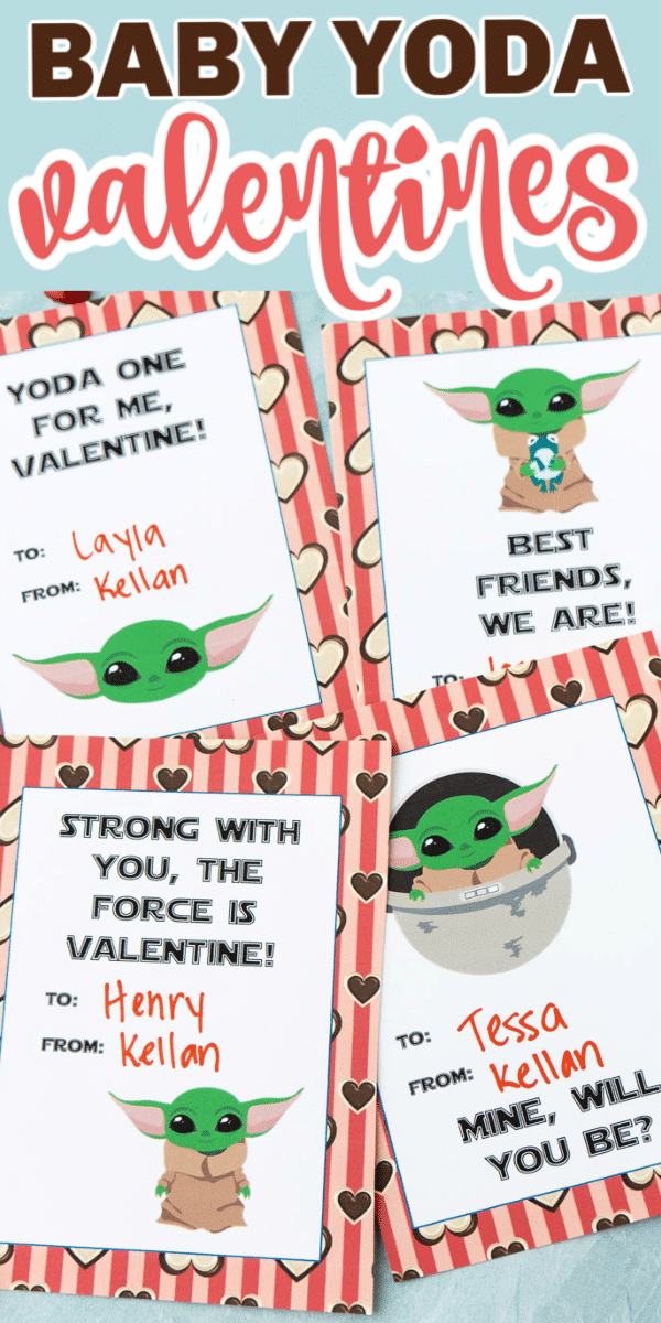 Free printable Baby Yoda valentines! Perfect for any Star Wars or Mandalorian fans!