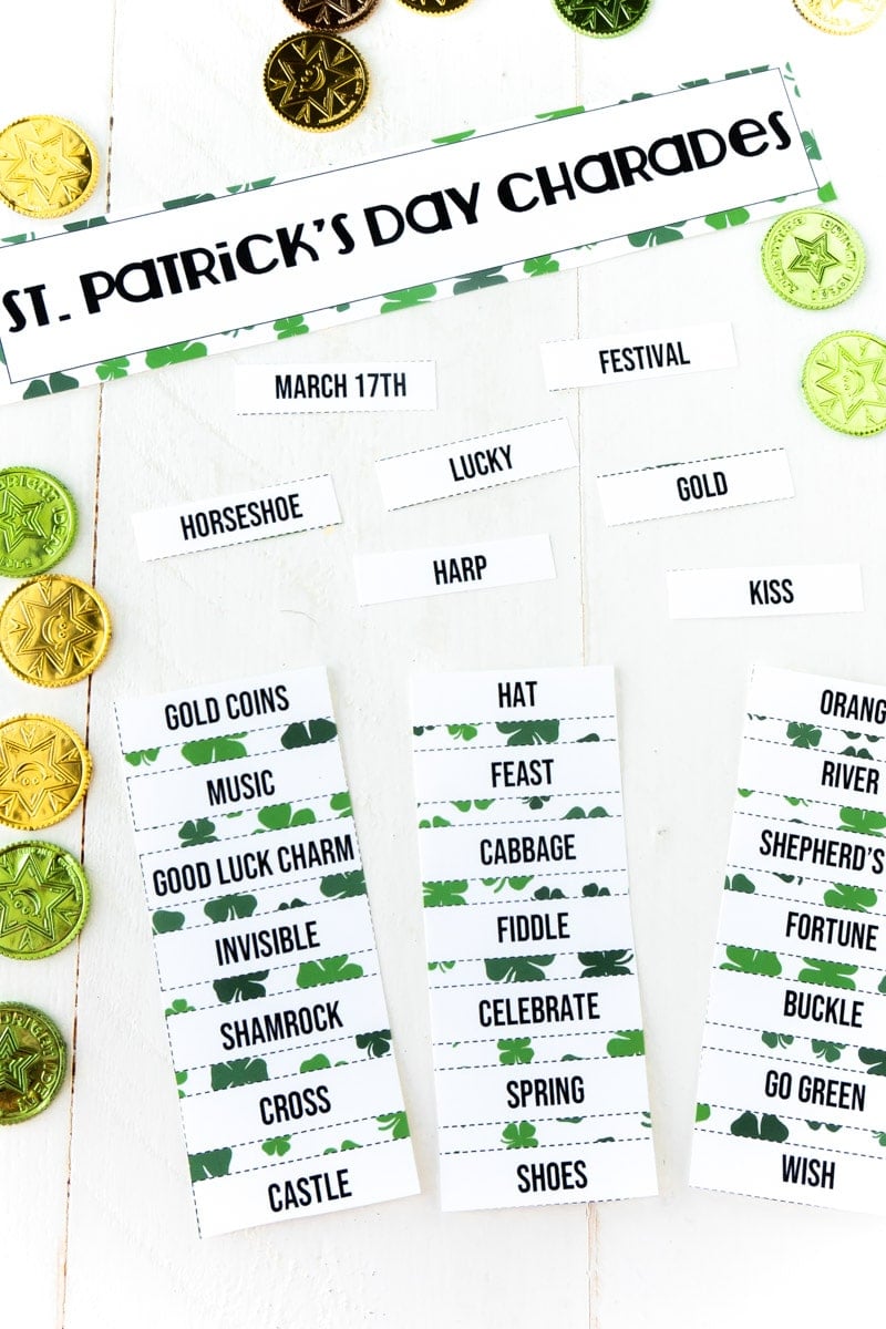 Supplies needed for St. Patrick's Day charades