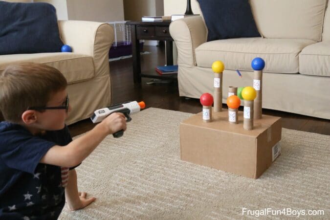 Shooting Nerf guns makes great indoor fun for kids