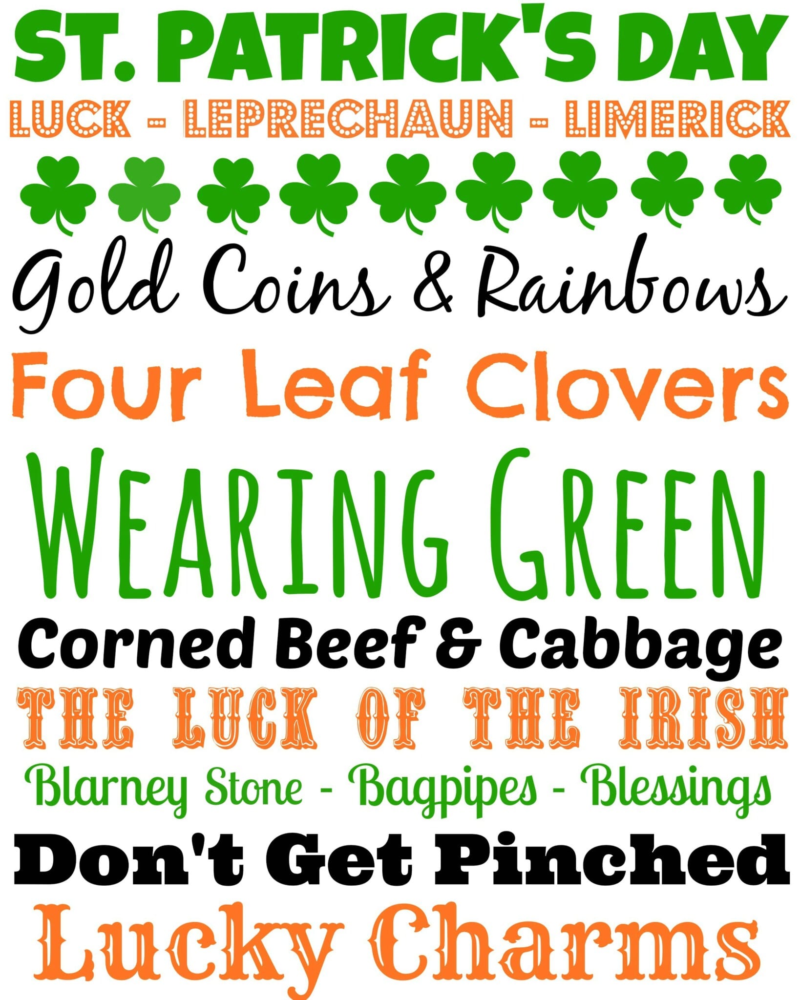 Words for St. Patrick's Day games for adults