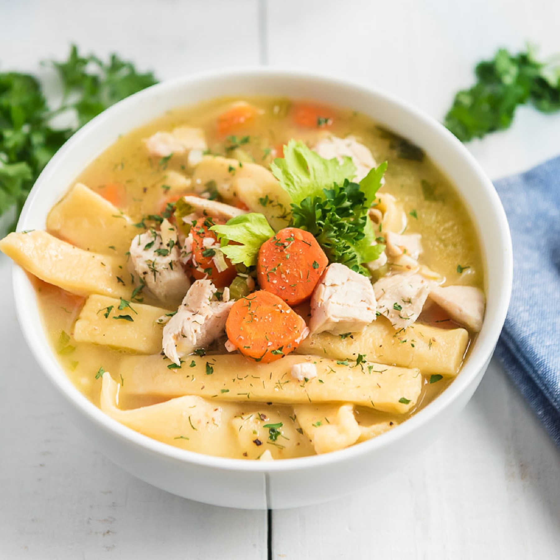 Homemade Chicken Noodle Soup with Egg Noodles