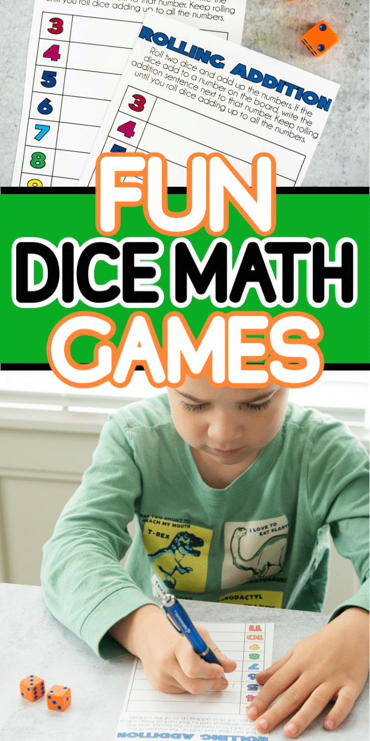 These printable math dice games are great for adding a little fun to math practice! Fun games for the entire family or for playing with the kids to use their math skills in a really fun way!