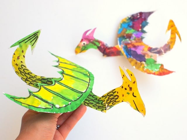 Paper plate dragons for kids