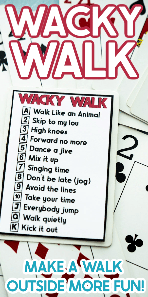This wacky walk is a fun workout idea with kids! Make a normal walk outside even more fun with just a deck of cards!