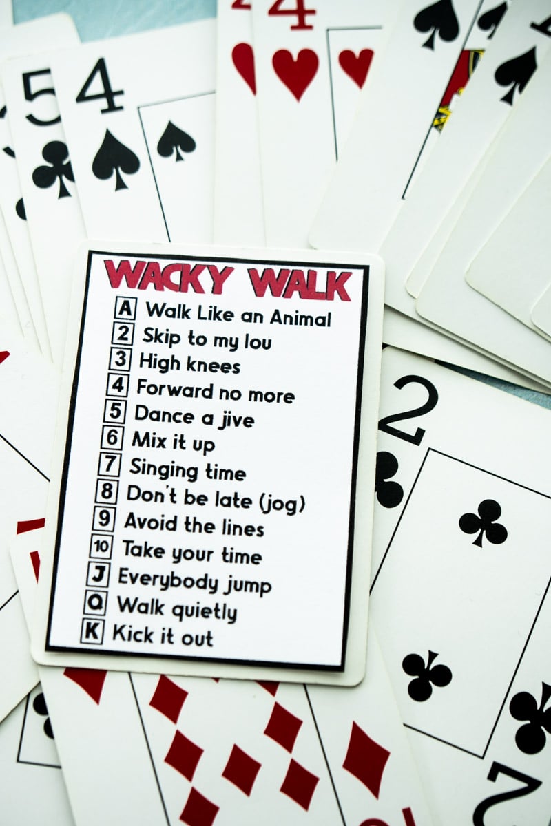 Wacky walk deck of cards