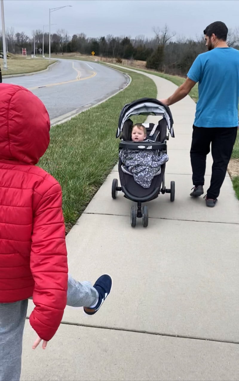 Kids doing a wacky walk outside