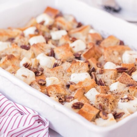Pan of baked french toast casserole