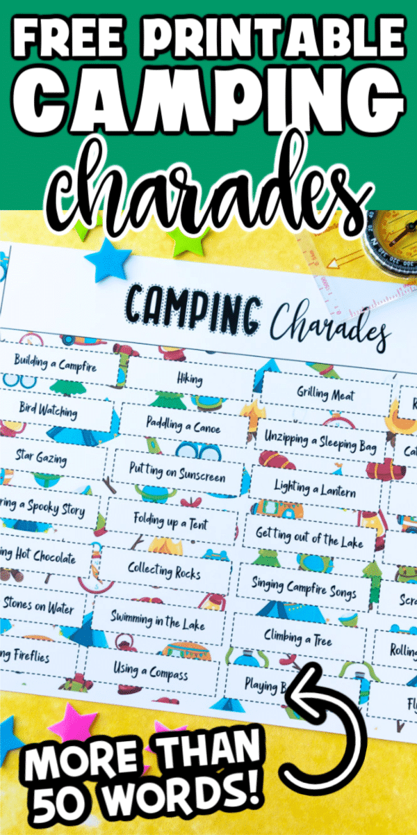 Camping Charades and Pictionary {Free Printable Words} Play Party Plan