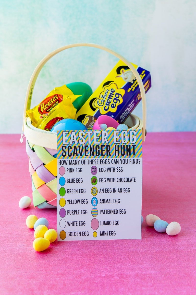 Easter egg scavenger hunt and an Easter basket