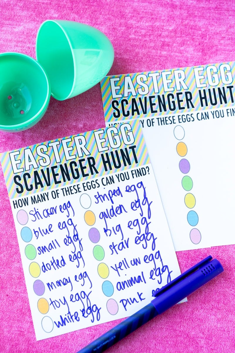 Filled in Easter egg scavenger hunt