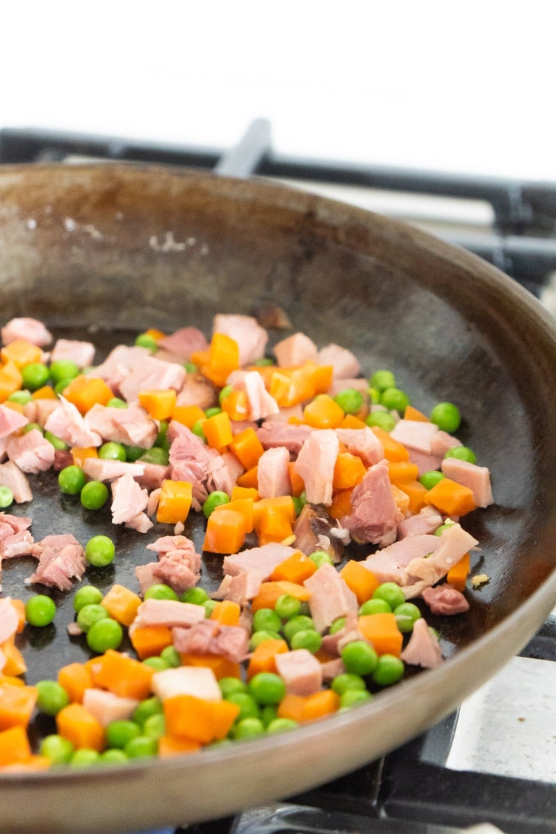 Cooking ham fried rice