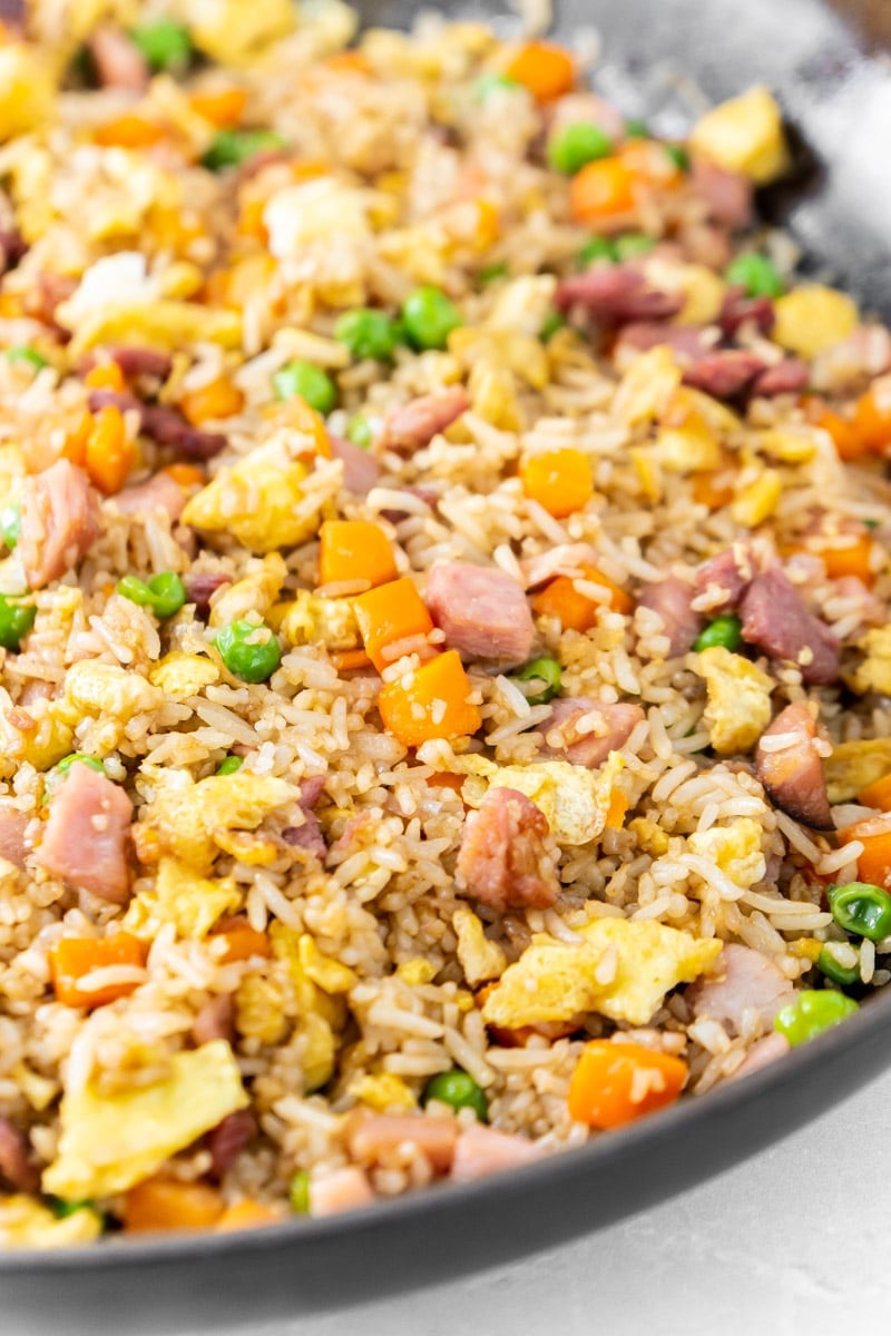 Pan full of ham fried rice