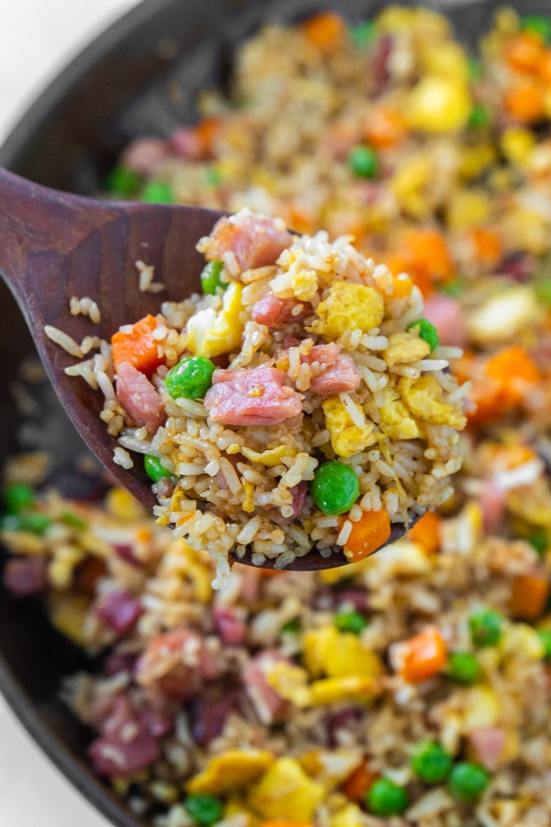 Spoon of the best ham fried rice