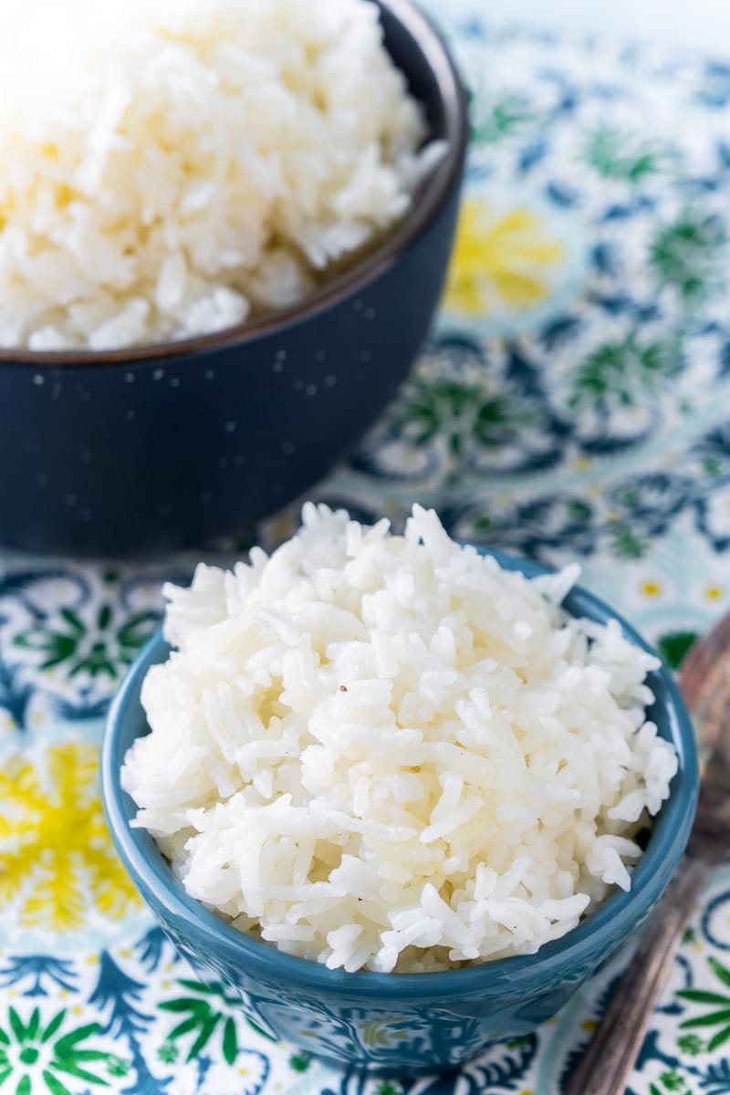 Small and large bowls of Instant Pot basmati rice