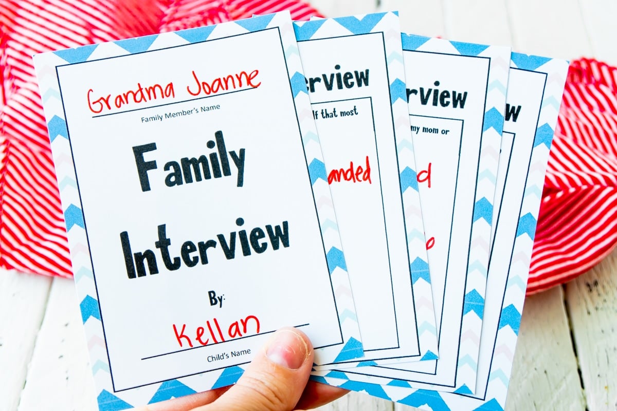 Family interview questions cards