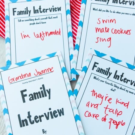 Printed family interview questions