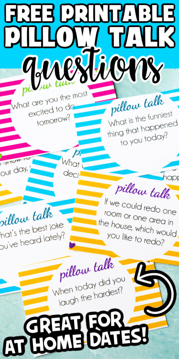 These pillow talk questions are perfect for deep conversations late at night, an at home date night, or just to reconnect with your spouse or significant other! With 25 free printable pillow talk questions, you'll have something new to talk about every day! 