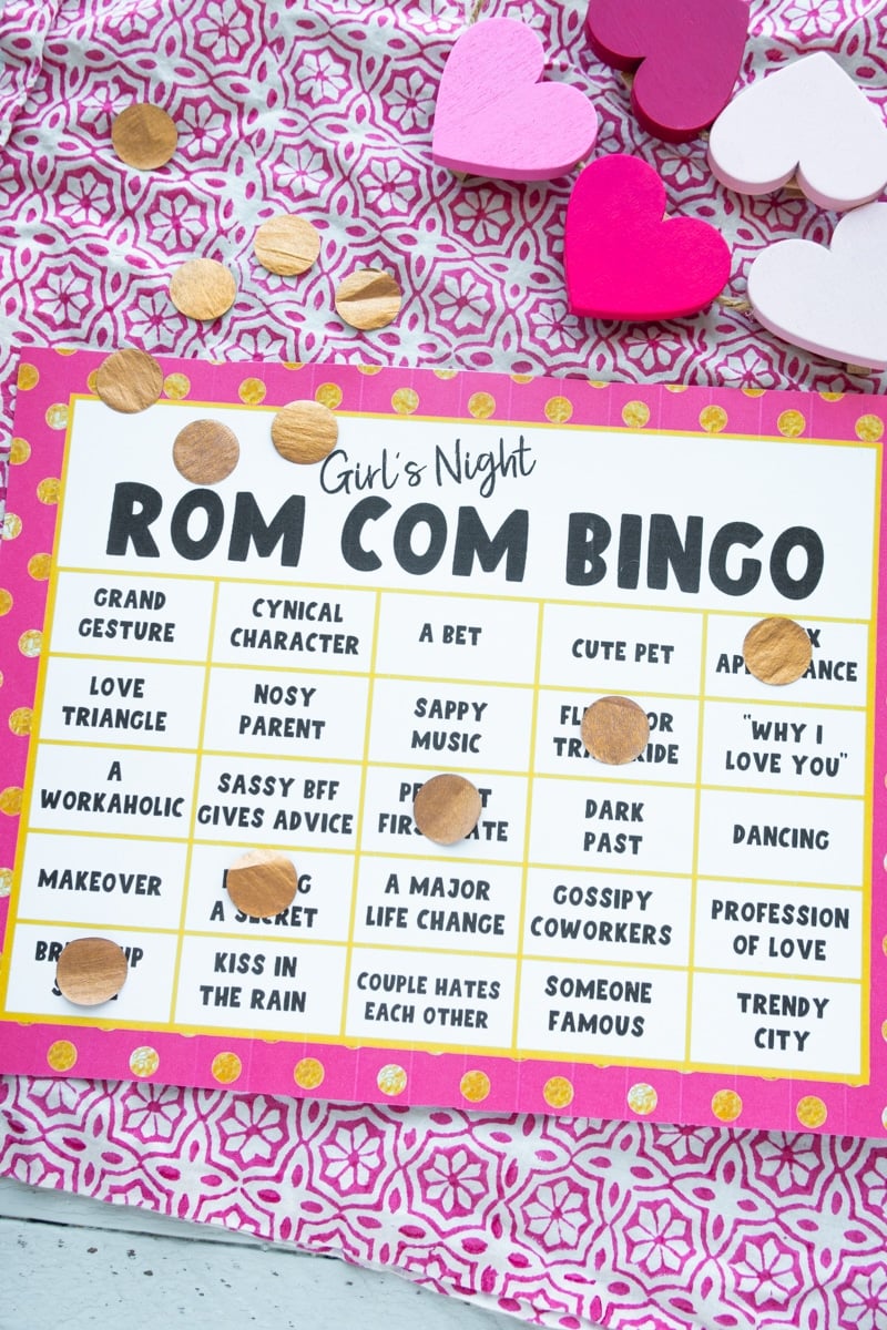 Printed movie bingo card