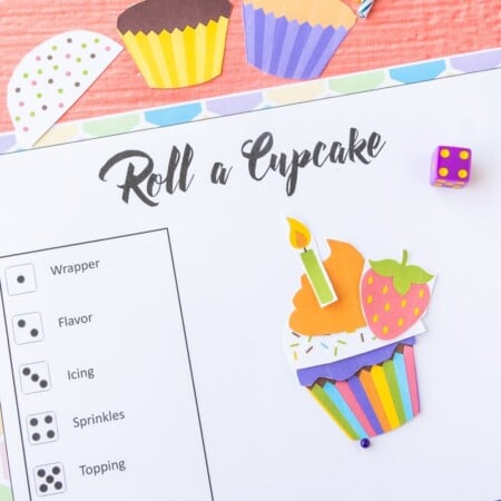 Printed out roll a cupcake game