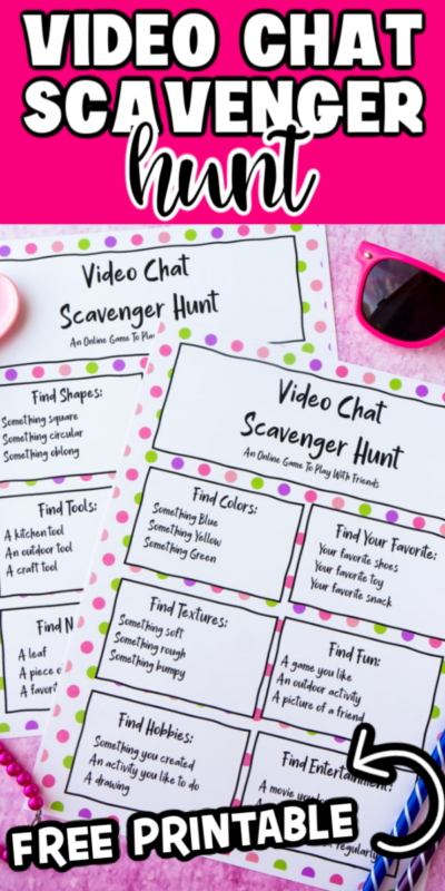These video scavenger hunt cards are perfect for finding things to talk about on a video call with family, friends, or an entire class! Simply pick a card, find the items on the list, and do a little show and tell! 