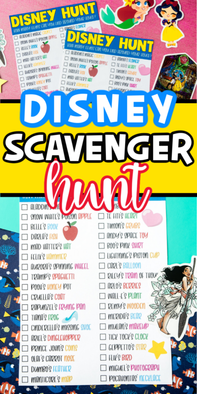 Two Disney scavenger hunt print outs