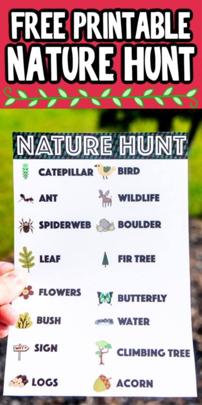Someone holding a nature scavenger hunt