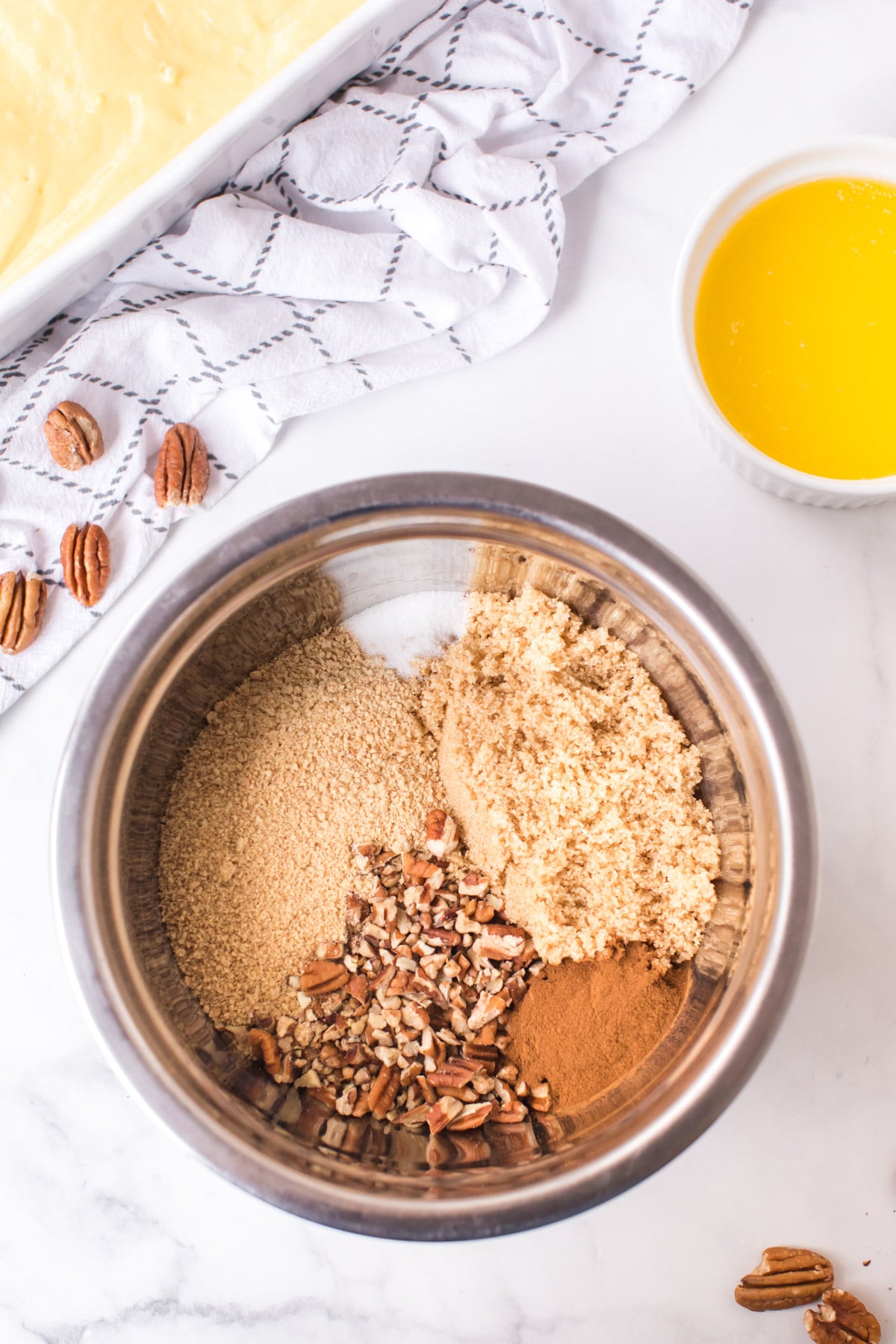 Ingredients for cinnamon streusel coffee cake