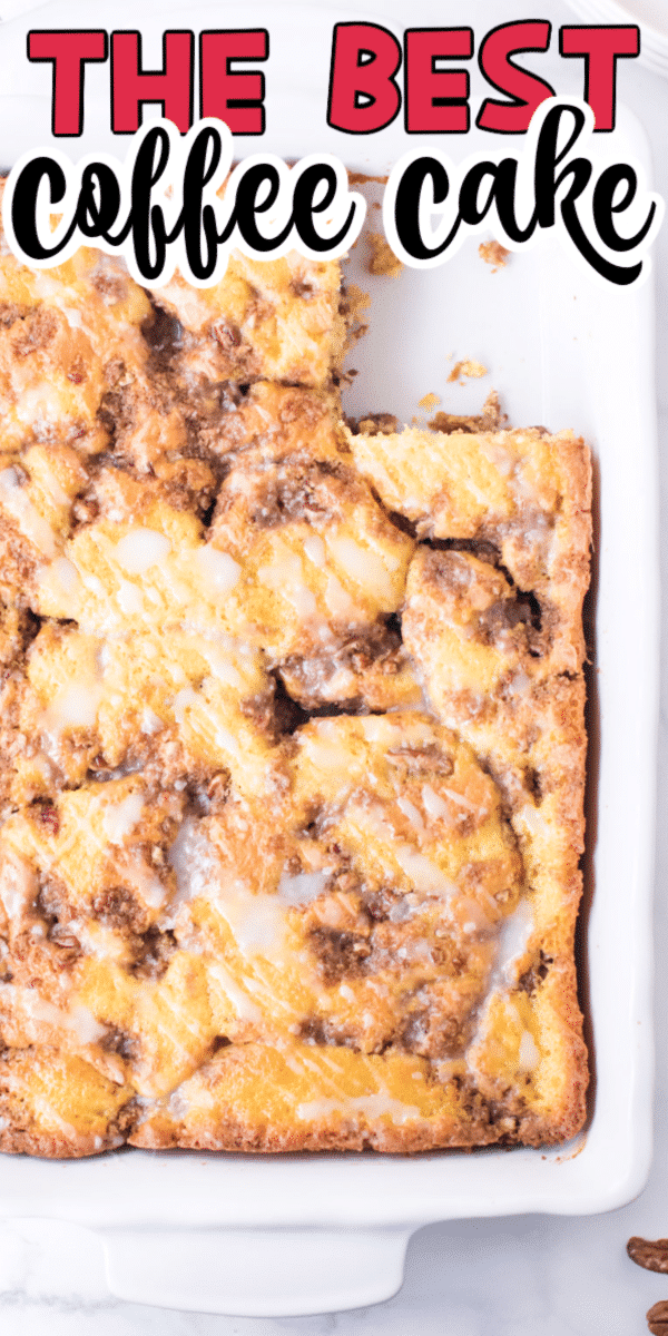 Pan of cinnamon streusel coffee cake