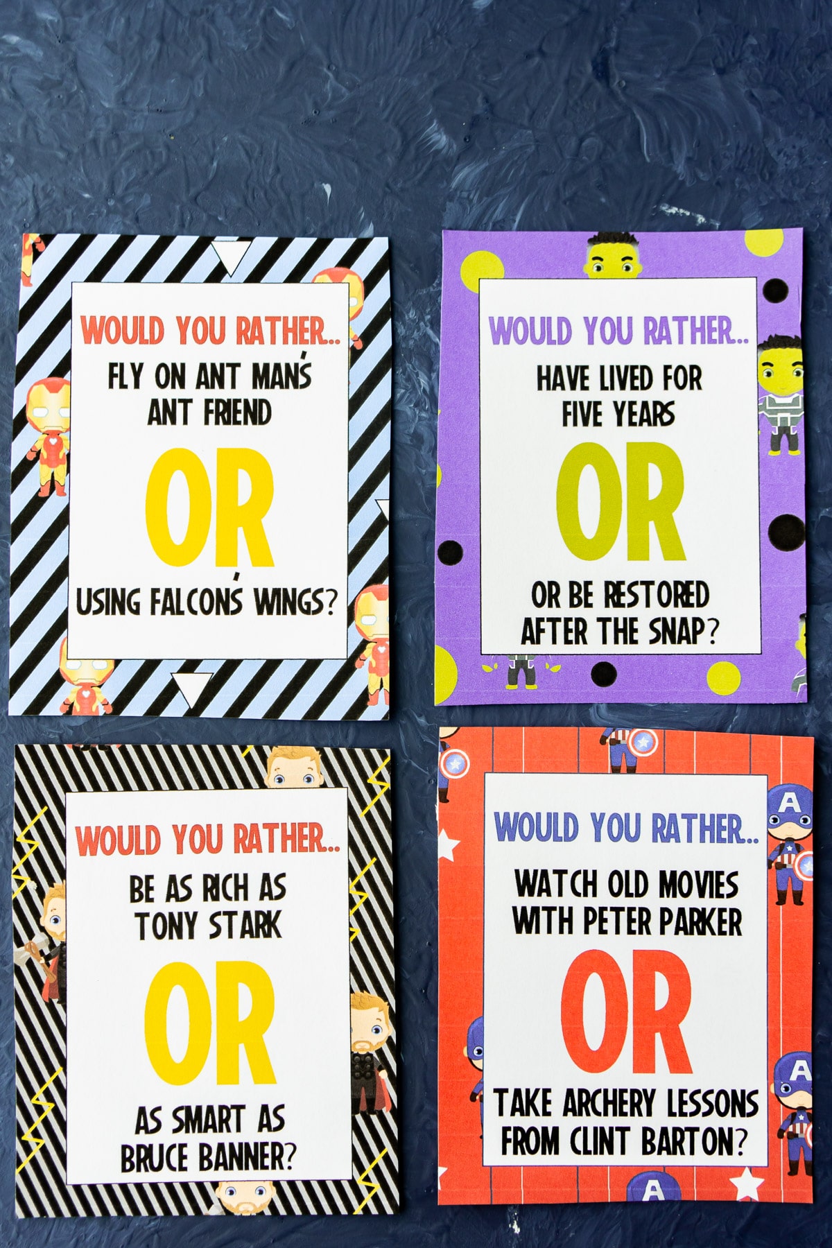 50+ Marvel Would You Rather Questions {Free Printable} - Play Party Plan