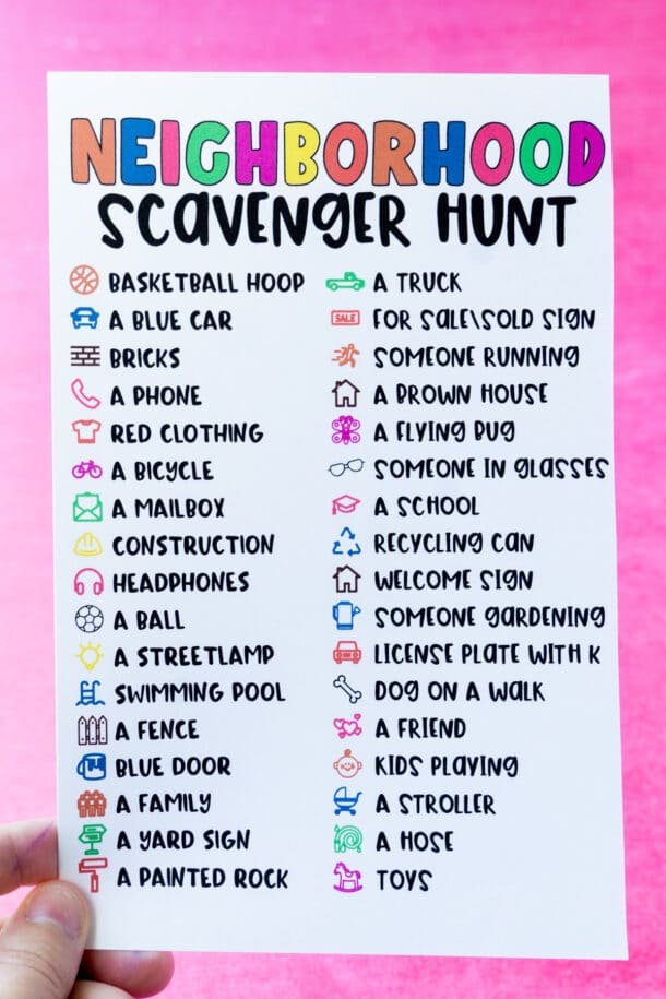 Neighborhood Scavenger Hunt for Kids {Free Printable} Play Party Plan