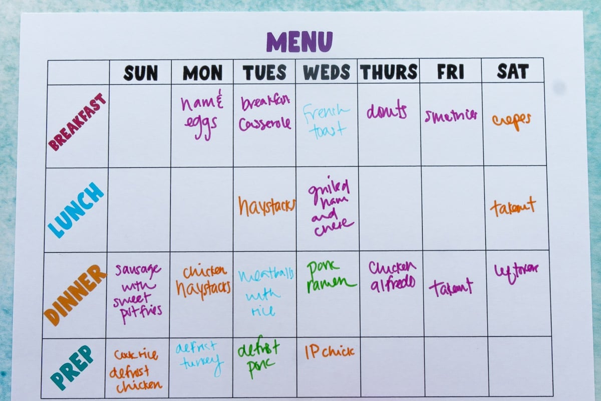 Printable Meal Planner {Free Printable!} - Play Party Plan