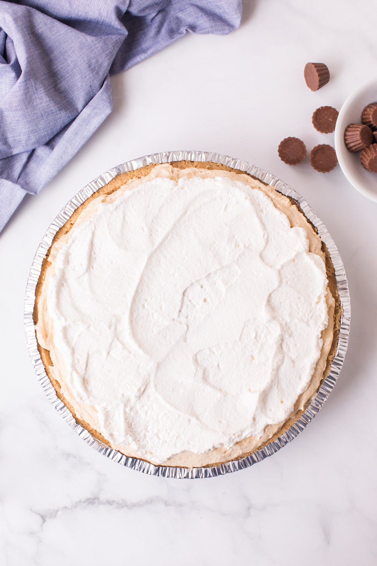 Whipped topping on a pie crust