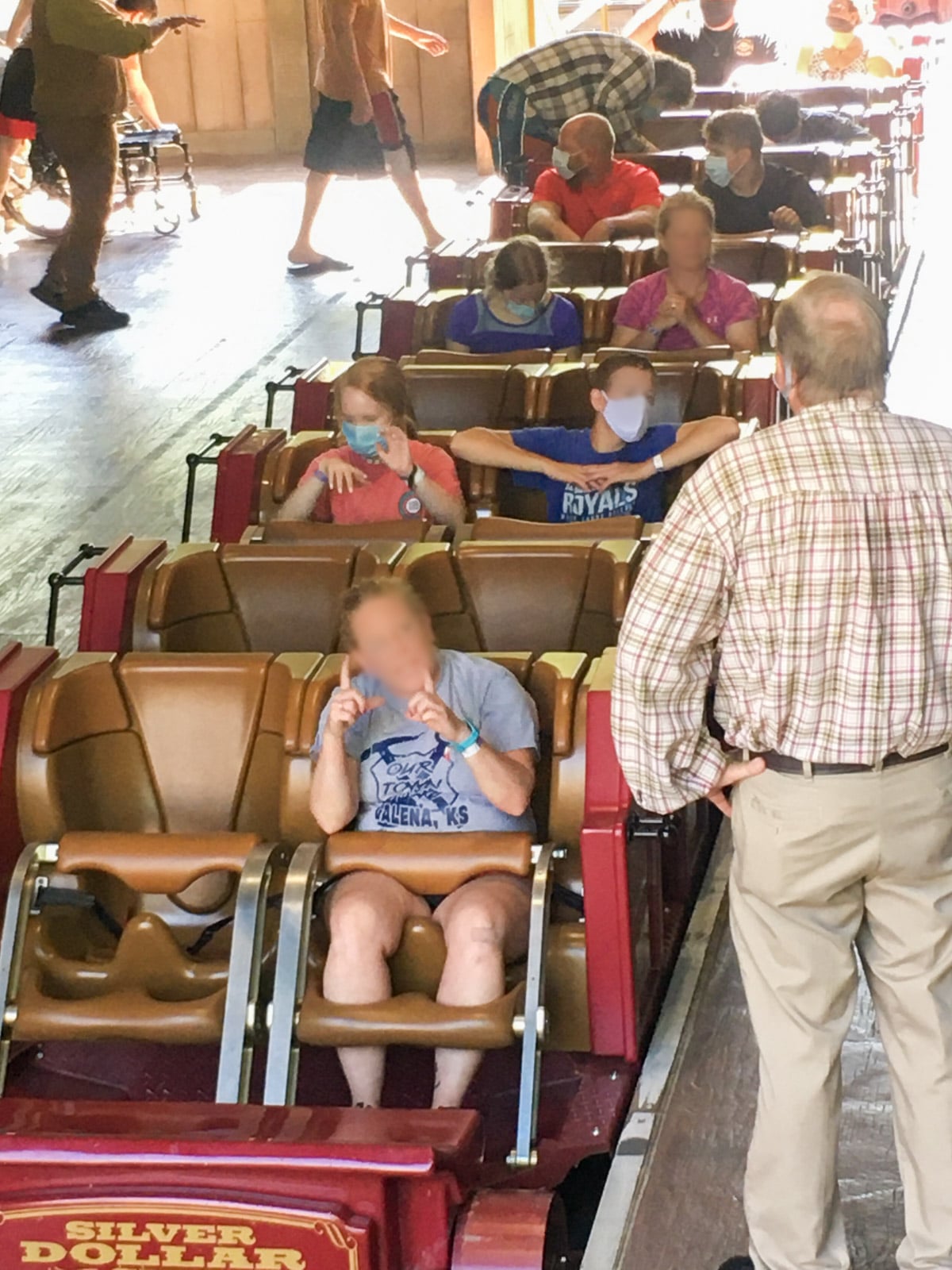 Roller coaster with seats skipped at Silver Dollar City