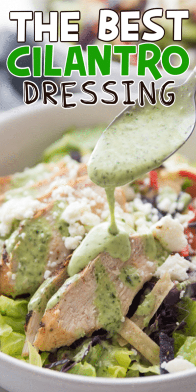 Cilantro lime dressing with text for PInterest