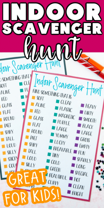 Free Printable Indoor Scavenger Hunt for Kids - 66