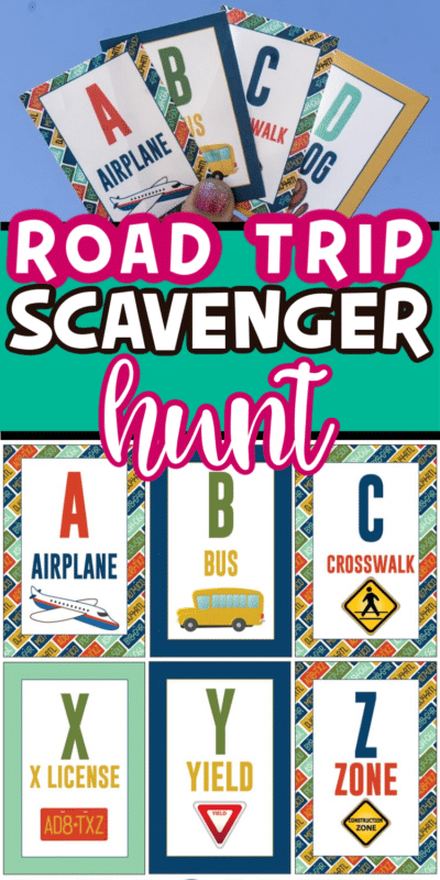 Road trip scavenger hunt with text for Pinterest