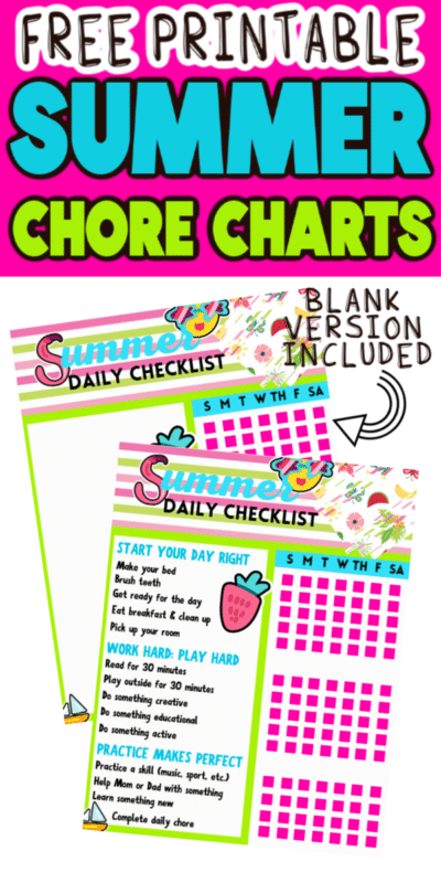 Summer Chore Charts with text for Pinterest