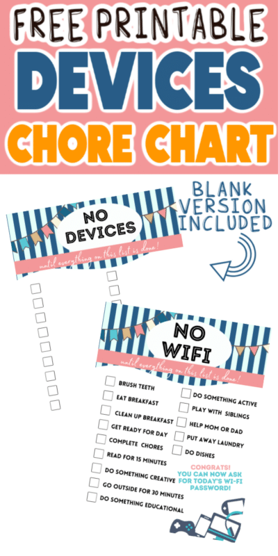 Chore chart with text for Pinterest