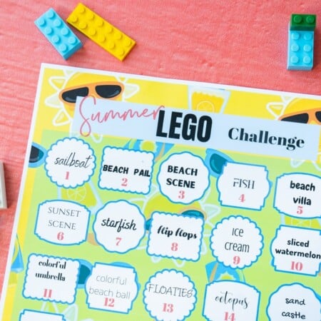 Summer Lego challenge printable with Legos