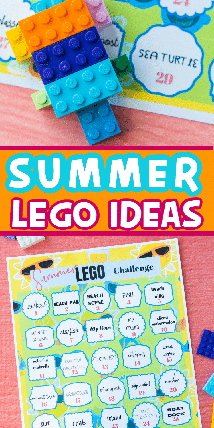 Printed summer lego challenge ideas with text for Pinterest