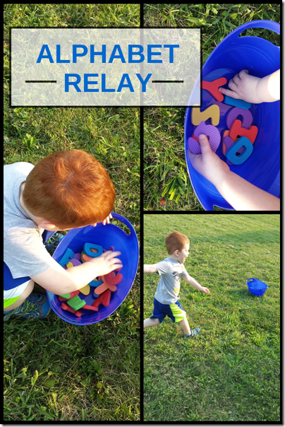 collage of kid grabbing alphabet items