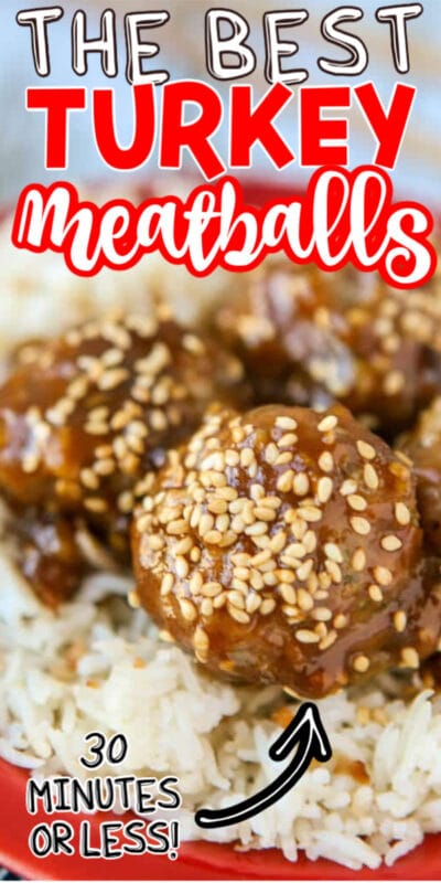 Collage of baked turkey meatball photos for Pinterest