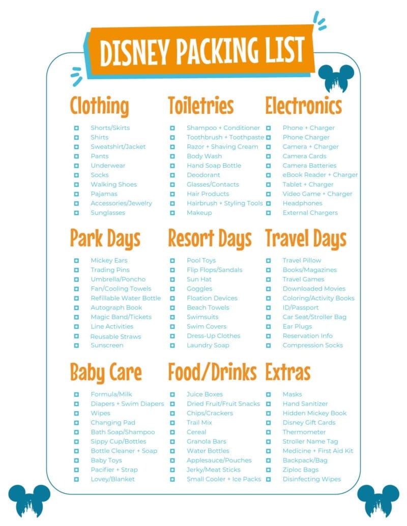 Ultimate Disney Packing List in 2025 (Free Printable) - Play Party Plan